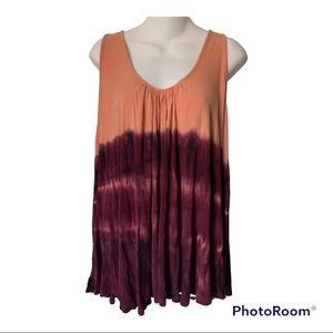 Free People Tank Top Swingy Tie Dye Peach Purple NWT Size Small